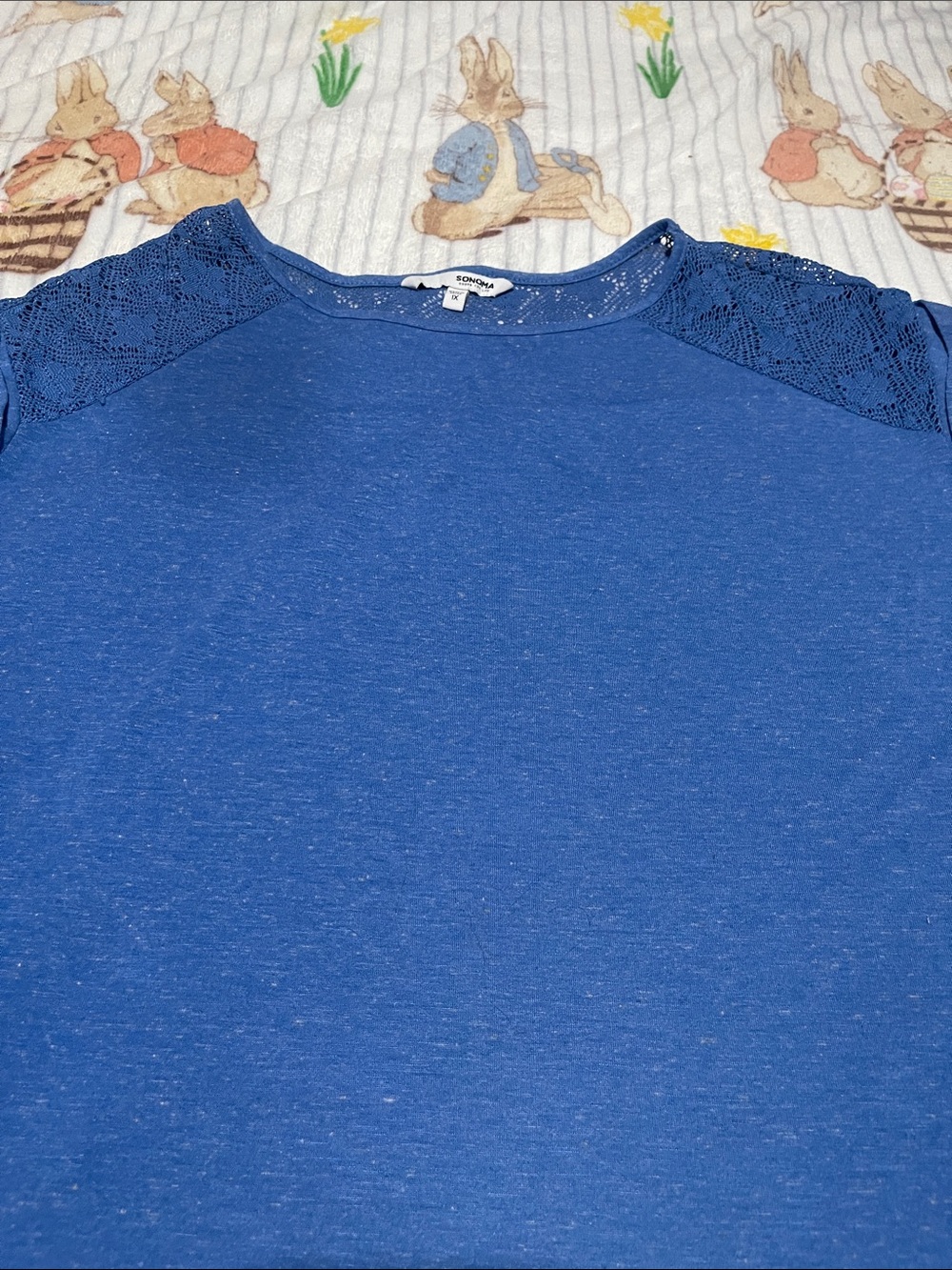 Sonoma Blue Girls' Short Sleeve Tee with Lace Shoulder